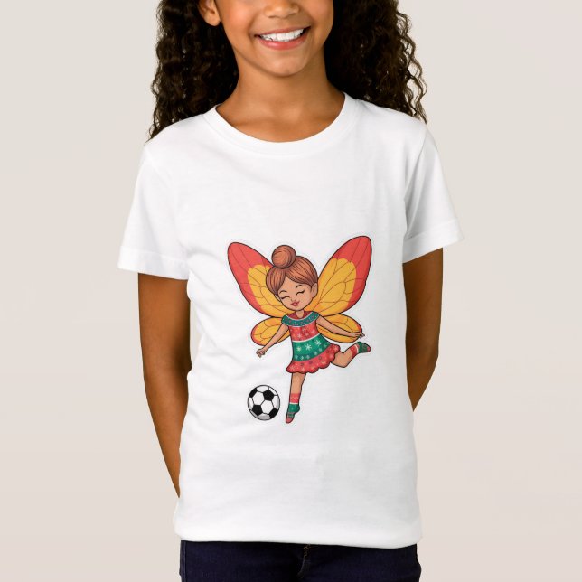 Christmas Fairy Playing Soccer T-Shirt (Vorderseite)