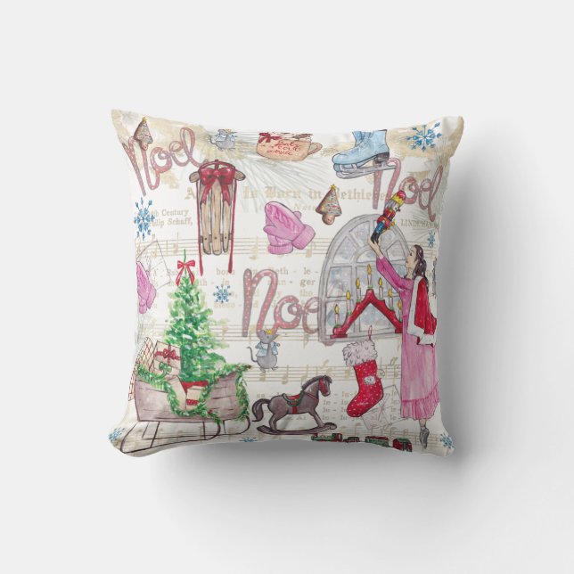 Christmas Fairy Tale Hand bemalt Kissen (Vorderseite)