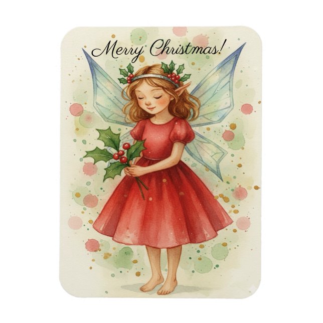 Christmas Fairy Watercolor Art  Magnet (Vertikal)