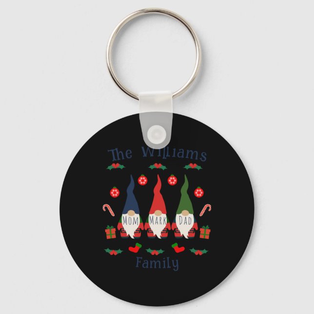 Christmas Family Gnomes Cute And Funny T Shirt  Schlüsselanhänger (Vorderseite)