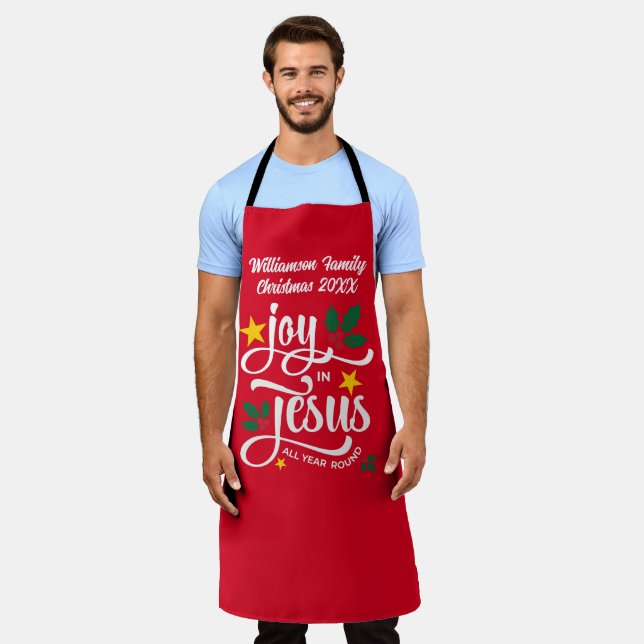 Christmas Family JOY IN JESUS Custom Christian  Schürze (Getragen)