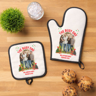 CHRISTMAS FAMILY WIEDERSEHEN "THE BUSY ONE" OFENHANDSCHUH & Topflappen-Set