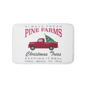 CHRISTMAS FARMHOUSE RED TRUCK BADEMATTE