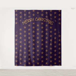 Christmas Feierlich Gold Stars Lila Hintergr Wandteppich