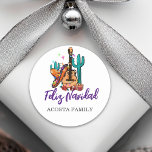 Christmas Feliz Navidad Cactus Sombrero Runder Aufkleber<br><div class="desc">Dieses Design kann in dem Bereich personalisiert werden, der durch das Ändern des Fotos und/oder Textes zur Verfügung gestellt wird. Sie können auch angepasst werden, indem Sie auf Vorlage personalisieren klicken und dann auf die Schaltfläche klicken, um weitere Optionen anzupassen, um die Hintergrundfarbe zu löschen oder zu ändern, Text hinzuzufügen,...</div>