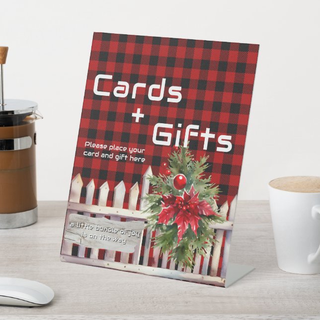 Christmas Fence Buffalo Plaid Cards & Gifts Sockelschild (In SItu)