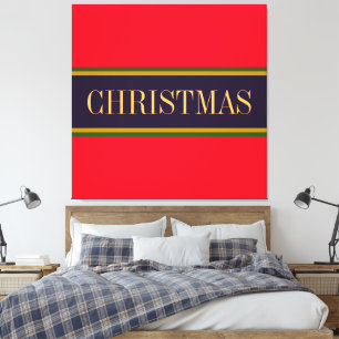 CHRISTMAS Festive Bold Bright Red Lila Stripes Leinwanddruck