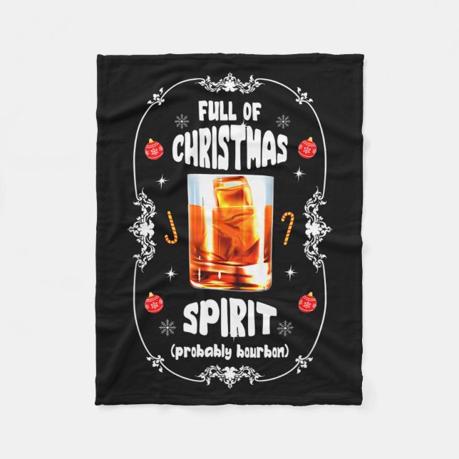 Christmas Fir Tree With Bourbon Ugly Xmas Bourbon  Fleecedecke (Vorderseite)