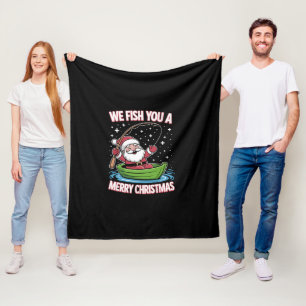 Christmas Fisherman Fishing Funny Cooler Weihnacht Fleecedecke