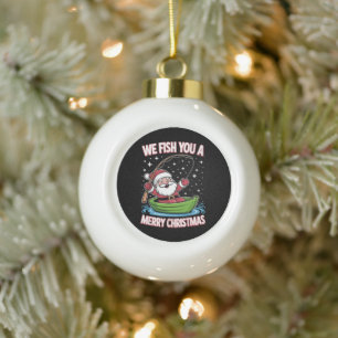 Christmas Fisherman Fishing Funny Cooler Weihnacht Keramik Kugel-Ornament