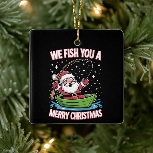 Christmas Fisherman Fishing Funny Cooler Weihnacht Keramikornament (Baum)