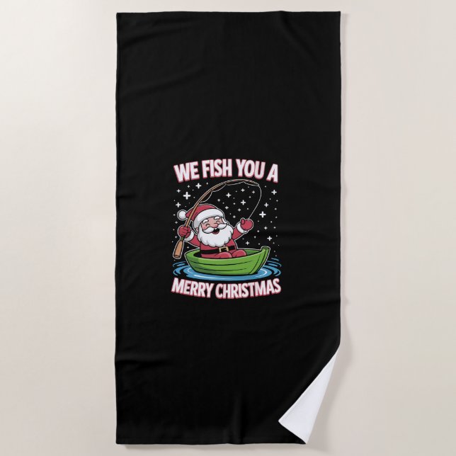 Christmas Fisherman Fishing Funny Cooler Weihnacht Strandtuch (Vorderseite)