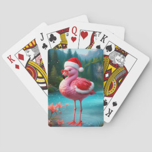 Christmas Flamingo As Santa Claus-47475 Spielkarten