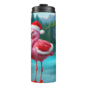Christmas Flamingo As Santa Claus-47475 Thermosbecher