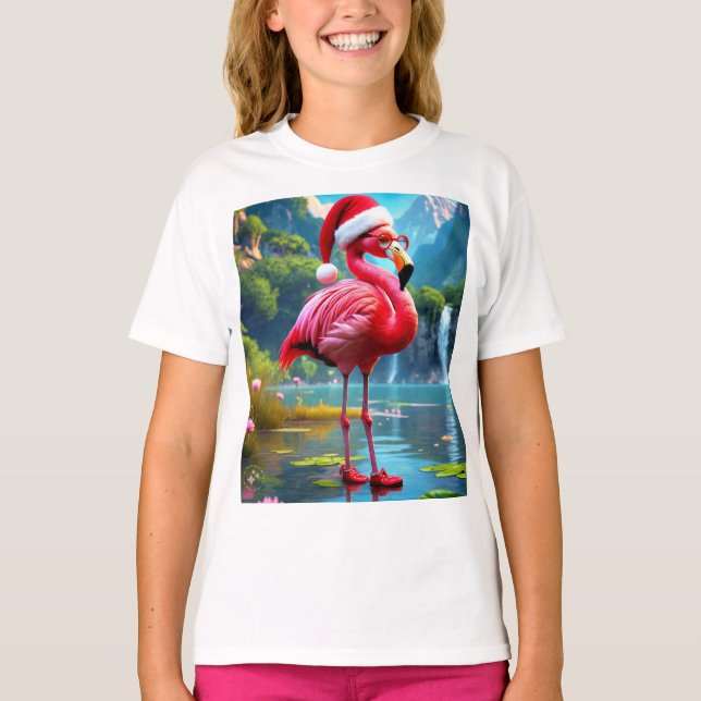 Christmas Flamingo As Santa Claus-47476 T-Shirt (Vorderseite)