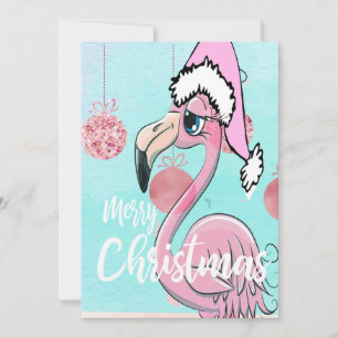 Christmas Flamingo Blue Pink Begrüßung Ankündigung