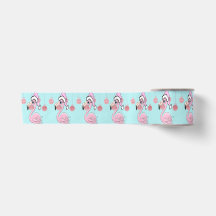 Christmas Flamingo Blue Pink Girly Niedlich