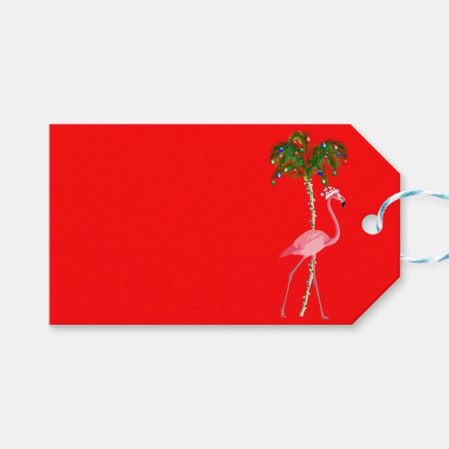 Christmas Flamingo Geschenkanhänger (Vorderseite (Horizontal))