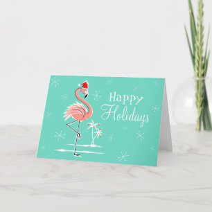 Christmas Flamingo Happy Holidays horizontal Feiertagskarte
