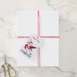 Christmas Flamingo Ice Skaten Geschenkanhänger