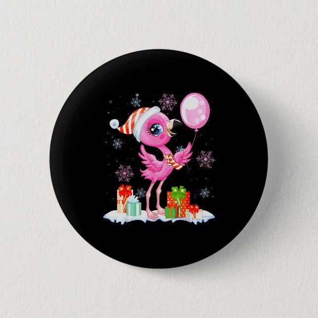 Christmas Flamingo Pajama Matching Santa Hat Xmas  Button (Vorderseite)