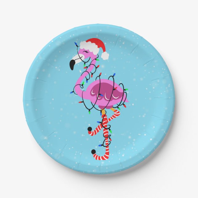 Christmas Flamingo Pappteller (Vorderseite)