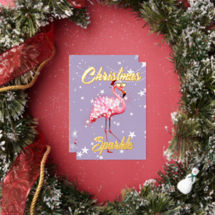 Christmas Flamingo Sparkle Lila Folieneinladung