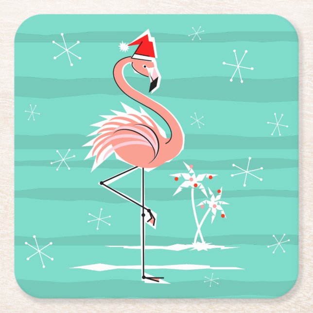 Christmas Flamingo Stripe Untersetzer Platz (Vorderseite)