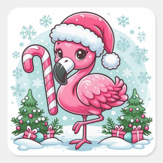 Christmas Flamingo Sublimation-10424 Quadratischer Aufkleber (Vorderseite)