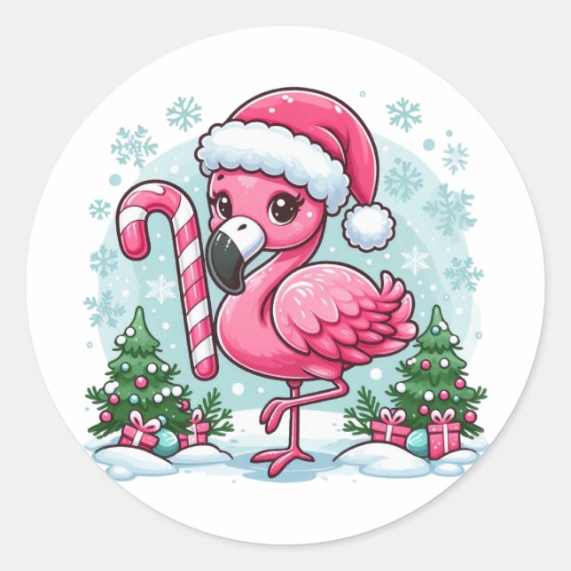 Christmas Flamingo Sublimation-10424 Runder Aufkleber (Vorderseite)