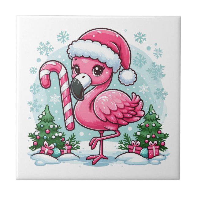 Christmas Flamingo Sublimation Fliese (Vorderseite)