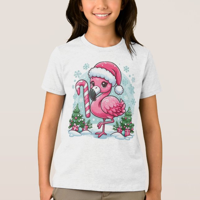 Christmas Flamingo Sublimation Tri-Blend Shirt (Vorderseite)