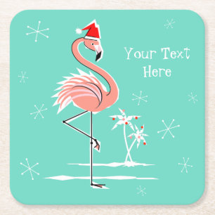 Christmas Flamingo Text Untersetzer Platz
