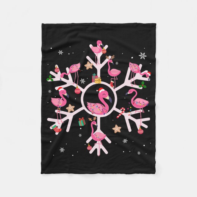 Christmas Flamingo Weihnachtsmannmütze Xmas Lights Fleecedecke (Vorderseite)