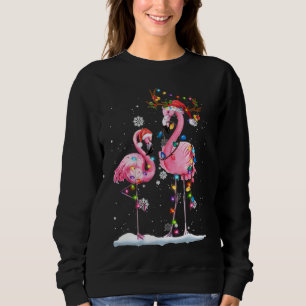 Christmas Flamingo Weihnachtsmannmütze Xmas Lights Sweatshirt