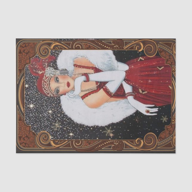 Christmas Flapper Girl Star-Drenched Night Sky Seidenpapier (Vorderseite)