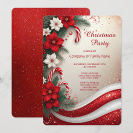Christmas Floral Candy Canes Holiday Party Einladung