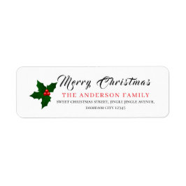 Christmas Floral Elegant Simple Return Address