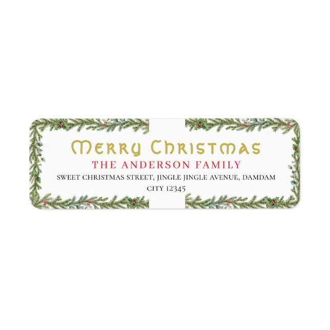 Christmas Floral Elegant Simple Return Address (Vorne)