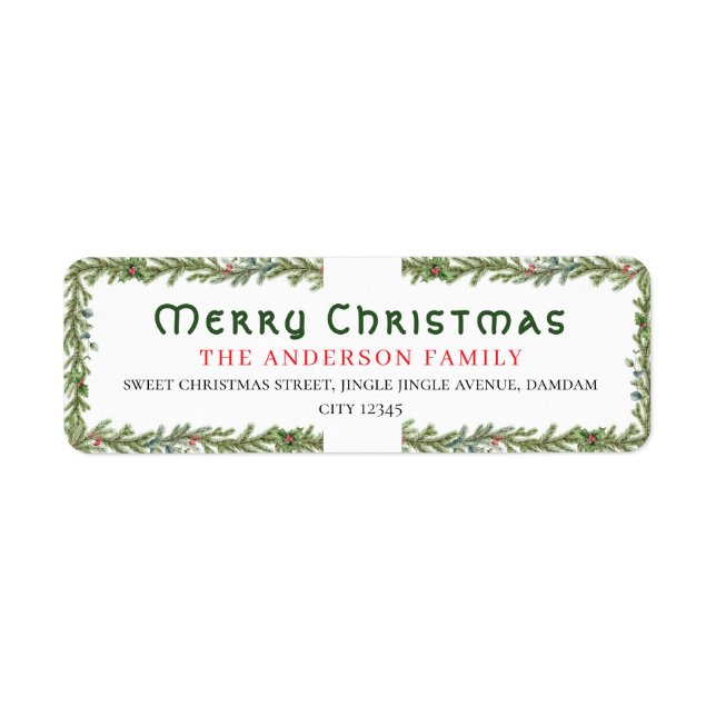 Christmas Floral Elegant Simple Return Address (Vorne)
