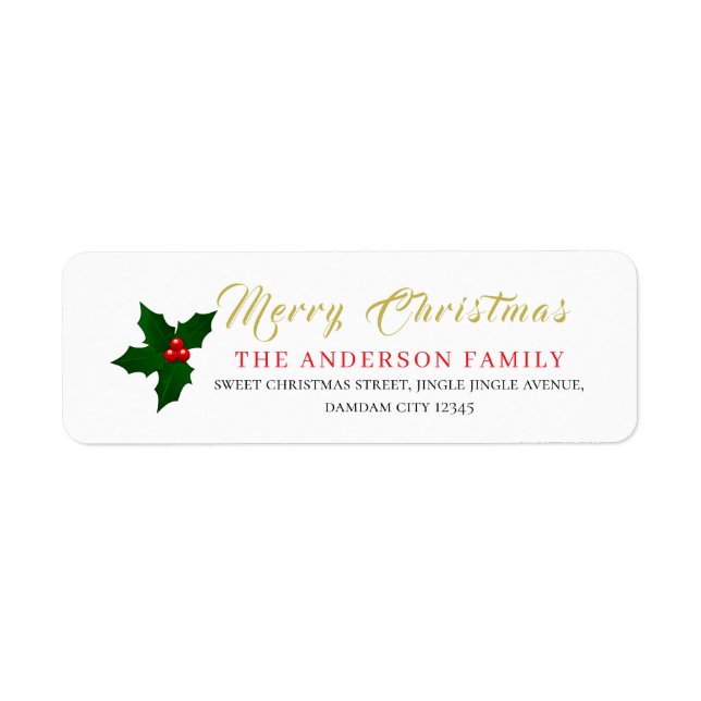 Christmas Floral Elegant Simple Return Address (Vorne)