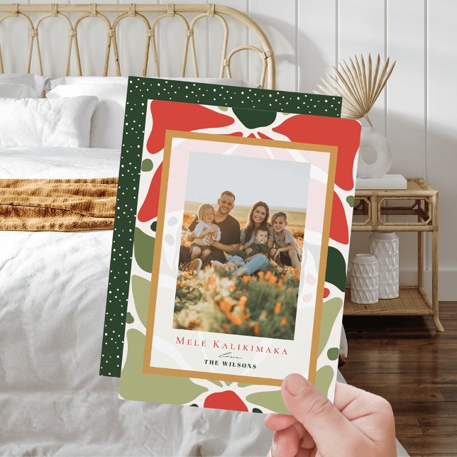 Christmas Floral Hawaiian Quilt Holiday Photo Card Einladung (Von Creator hochgeladen)