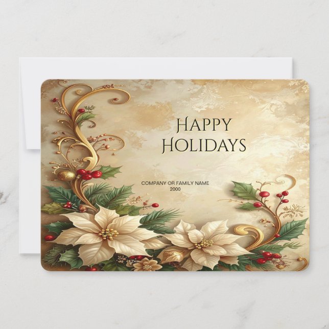 Christmas Floral Holiday Card Feiertagskarte (Vorderseite)