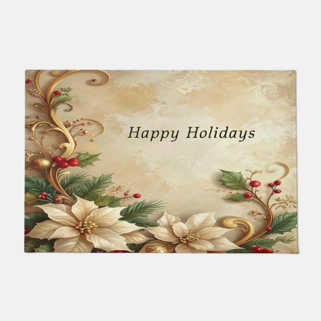 Christmas Floral Holiday Doormat Fußmatte (Vorderseite)