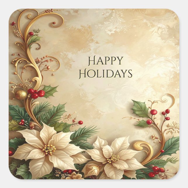 Christmas Floral Holiday Sticker (Vorderseite)