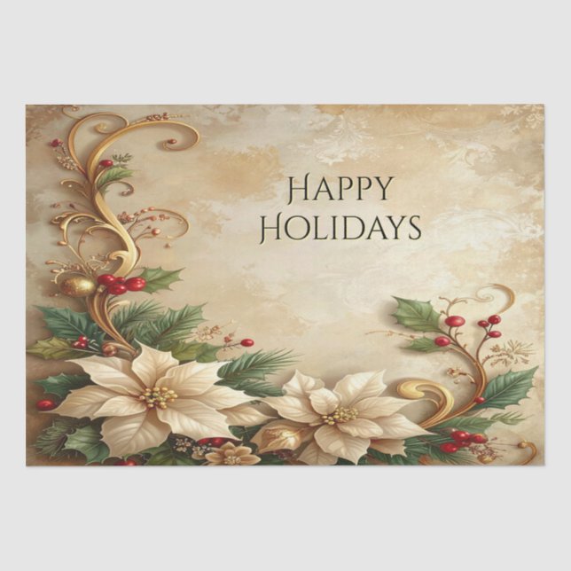 Christmas Floral Holiday Tissue Paper Seidenpapier (Vorderseite)