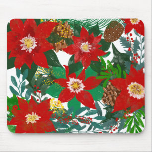 Christmas Floral Leaf Art Mousepad