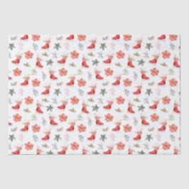 Christmas Floral Red Ice Skates Seidenpapier