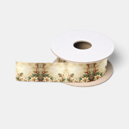 Christmas Floral Satin Ribbon Satinband