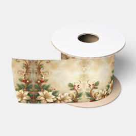 Christmas Floral Satin Ribbon Satinband